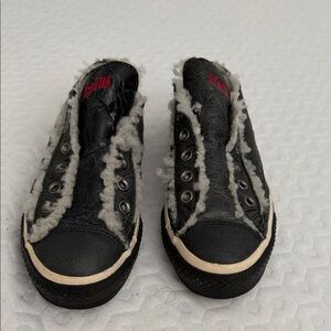 Converse Black Slip-On Sneakers with Fur Trim